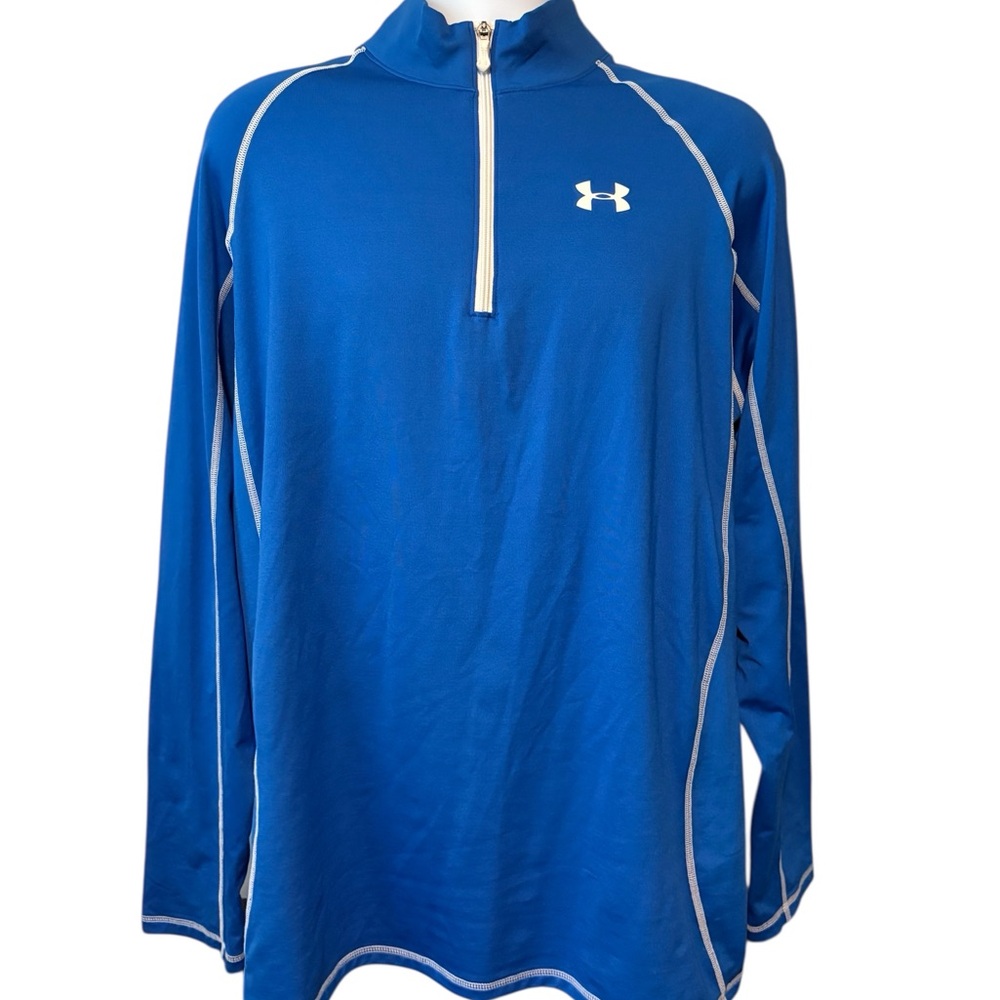Under Armour ColdGear Men’s Blue 1/4 Zip Pullover with White Accents XL